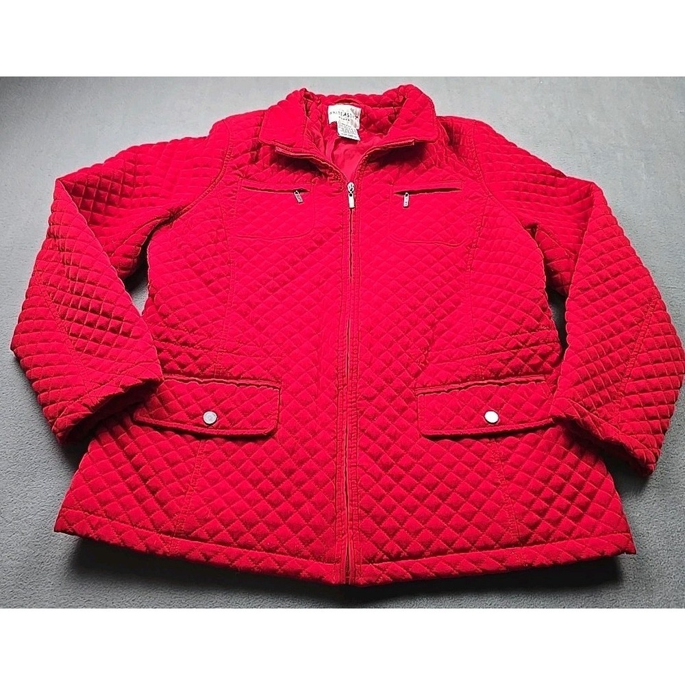 White Stag Quilted Jacket Women's 1X  (16W) Classic‎ Red Full Zip